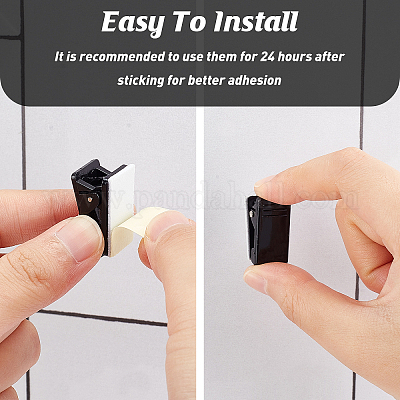 30Pcs Plastic Hangers Clips, with Adhesive Back, Multi-Purpose Hanger Clips, Black, 26x13.5x13mm(TOOL-GF0003-16A)