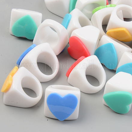 Opaque Acrylic Finger Rings&nbsp;X-RJEW-T010-13-1
