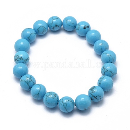 Synthetic Turquoise Jasper Bead Stretch Bracelets BJEW-K212-C-022-1