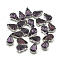 Sew on Rhinestone, Multi-strand Links, Glass Rhinestone, with Brass Prong Settings, Garments Accessories, Faceted, teardrop, Platinum, Purple, 8x5.5x4mm, Hole: 0.8~1mm