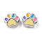 CCB Plastic Large Hole Beads, with Enamel, Paw Print, 10x11.5x8mm, Hole: 4mm