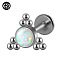 G23 Titanium Threadless Labrets, with Imitation Opal, Stainless Steel Color, Triangle, 6mm, Pin: 1.2mm