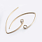 Brass Earring Hooks, Ear Wire, with Horizontal Loop, Cadmium Free & Lead Free, Golden, 29x15mm, Hole: 2mm, 22 Gauge, Pin: 0.6mm, 22 Gauge, Pin: 0.6mm