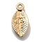 Alloy Pendants, Leaf with Letter Charm, Light Gold, Letter.F, 15.5x7.5x2.5mm, Hole: 1.5mm