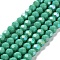 Opaque Glass Beads Strands, Faceted(32 Facets), Round, Medium Aquamarine, 8x7~7.5mm, Hole: 1.2mm, about 65~67pcs/strand, 19.49~19.69''(49.5~50cm)