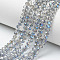 Electroplate Glass Beads Strands, Half Plated, Blue Plated, Faceted, Rondelle, Light Steel Blue, 4x3.5mm, Hole: 0.4mm, about 100~110pcs/strand, 14.5~15.7 inch(37~40cm)