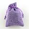 Polyester Imitation Burlap Packing Pouches Drawstring Bags, Lilac, 18x13cm