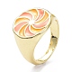 Pinwheel Pattern Alloy Enamel Finger Rings&nbsp;RJEW-Z008-15LG-E-1