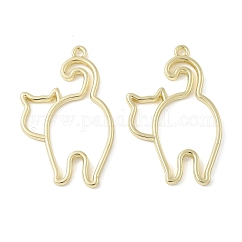 Alloy Open Back Bezel Pendants, Cat Shape, For DIY UV Resin, Epoxy Resin, Pressed Flower Jewelry, Rack Plating, Golden, 27.5x18x2mm, Hole: 1.2mm
