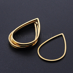 201 Stainless Steel Linking Rings, Laser Cut, Teardrop, Golden, 26x17x1mm, Inner Size: 23.5x15mm