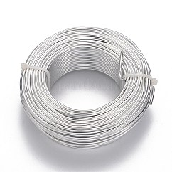 Round Anodized Aluminum Wire, Bendable Metal Craft Wire, for DIY Jewelry Craft Making, Silver, 9 Gauge, 3mm, about 65.62 Feet(20m)/400g