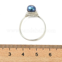 Copper Wired Natural Pearl Finger Rings&nbsp;RJEW-JR01037