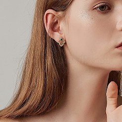 Hamsa Hand Cubic Zirconia Stud Earrings&nbsp;EJEW-SZ0001-77