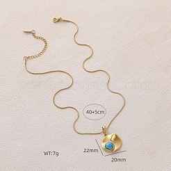 304 Stainless Steel with Dyed Synthetic Turquoise Disc Pendant Necklaces for Women&nbsp;ON4830