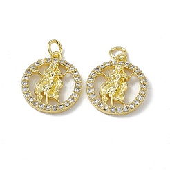 Real 18K Gold Plated Brass Micro Pave Clear Cubic Zirconia Pendants&nbsp;KK-E068-VB409-6