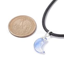 Glass Crescent Moon Pendant Necklaces&nbsp;NJEW-JN04579-01