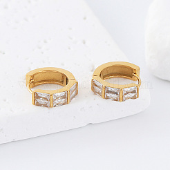 304 Stainless Steel Pave Cubic Zirconia Hoop Earrings for Women&nbsp;JH6126