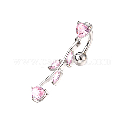Branch Brass Cubic Zirconia Navel Rings&nbsp;AJEW-EE0001-03B
