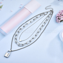 Zinc Alloy 3 Layered Necklaces&nbsp;NJEW-N047-004-RS