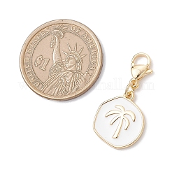 Flat Round Brass Enamel Pendant Decorations&nbsp;HJEW-JM04445