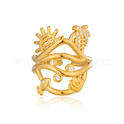 304 Stainless Steel Rhinestone Cuff Open Rings for Women&nbsp;MD1390