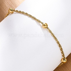304 Stainless Steel Rope Chain Bracelets for Women&nbsp;BJEW-C094-04G