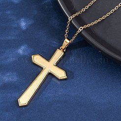 Cross 304 Stainless Steel Pendant Necklaces&nbsp;NJEW-H059-09G