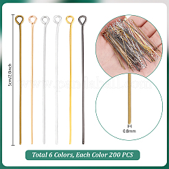 1200Pcs 6 Colors Alloy Eye Pins&nbsp;FIND-PH0025-40