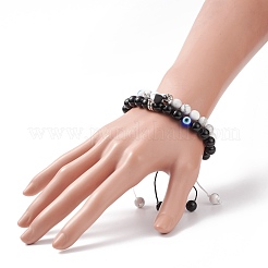 2Pcs 2 Style Magnetic Alloy Heart Charm Bracelets Set&nbsp;BJEW-TA00165