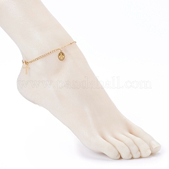 PVD Vacuum Plating 304 Stainless Steel Cable Chains Anklets&nbsp;AJEW-AN00400