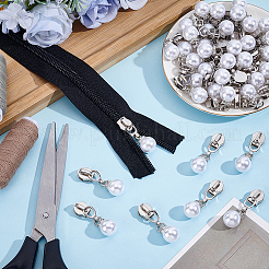 40Pcs Zinc Alloy & Plastic Imitation Pearl Zipper Sliders&nbsp;FIND-ME0004-14P