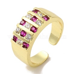 Rack Plating Brass Micro Pave Cubic Zirconia Cuff Rings&nbsp;RJEW-H228-13G