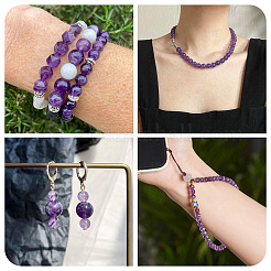 100Pcs 3 Styles Natural Amethyst Round Bead Strands&nbsp;G-TA0002-46