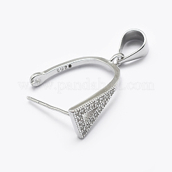 Anti-Tarnish Rhodium Plated 925 Sterling Silver Micro Pave Cubic Zirconia Pendant Bails&nbsp;STER-P034-47P