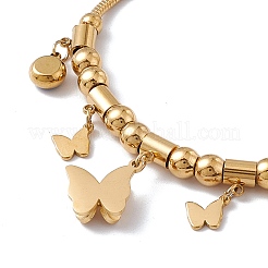 Enamel Evil Eye & Butterfly Charm Bracelet with Round Snake Chains&nbsp;BJEW-P284-04G