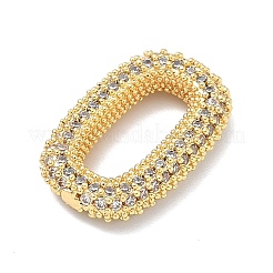 Brass Micro Pave Clear Cubic Zirconia Oval Linking Rings&nbsp;KK-H539-10G