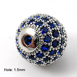 Brass Cubic Zirconia Beads&nbsp;ZIRC-D009-03P