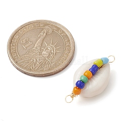 Natural Shell Copper Wire Wrapped Connector Charms&nbsp;PALLOY-JF02430