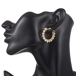 2 Pairs 2 Styles Natural Cultured Freshwater Pearl Beaded Hoop Earrings&nbsp;EJEW-JE06941
