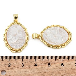 Natural White Shell Carved Mermaid Pendants&nbsp;KK-S506-03C-G
