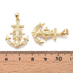 Brass Micro Pave Cubic Zirconia Pendants&nbsp;KK-N268-03G