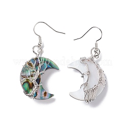 Natural Paua Shell Crescent Moon Dangle Earrings&nbsp;EJEW-G307-01P