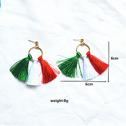 Alloy & Cloth Tassel Stud Earrings&nbsp;WG961F4-03