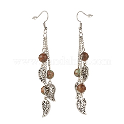 Natural Quartzose Jade Bead Dangle Earrings&nbsp;EJEW-JE04823-01