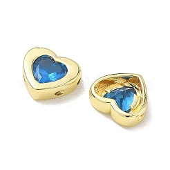 Valentine's Day Brass Pave Cornflower Blue Glass Beads&nbsp;KK-A300-06G