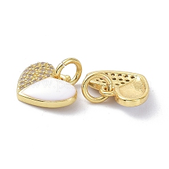 Eco-Friendly Brass Micro Pave Clear Cubic Zirconia Enamel Pendants&nbsp;ZIRC-C021-45G-05