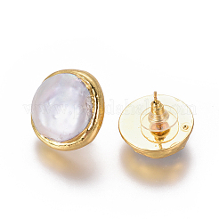 Natural Pearl Stud Earrings&nbsp;EJEW-F230-11G