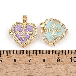 Brass Micro Pave Cubic Zirconia Locket Pendants&nbsp;KK-P335-08G