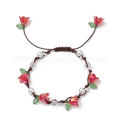 4Pcs Round Natural Quartz Crystal Braided Bead Bracelets&nbsp;BJEW-TA00593