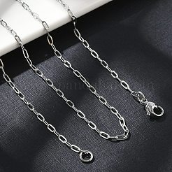 Non-Tarnish 304 Stainless Steel Paperclip Chain Necklace with Lobster Claw Clasps for Men Women&nbsp;NJEW-H205-03P-01